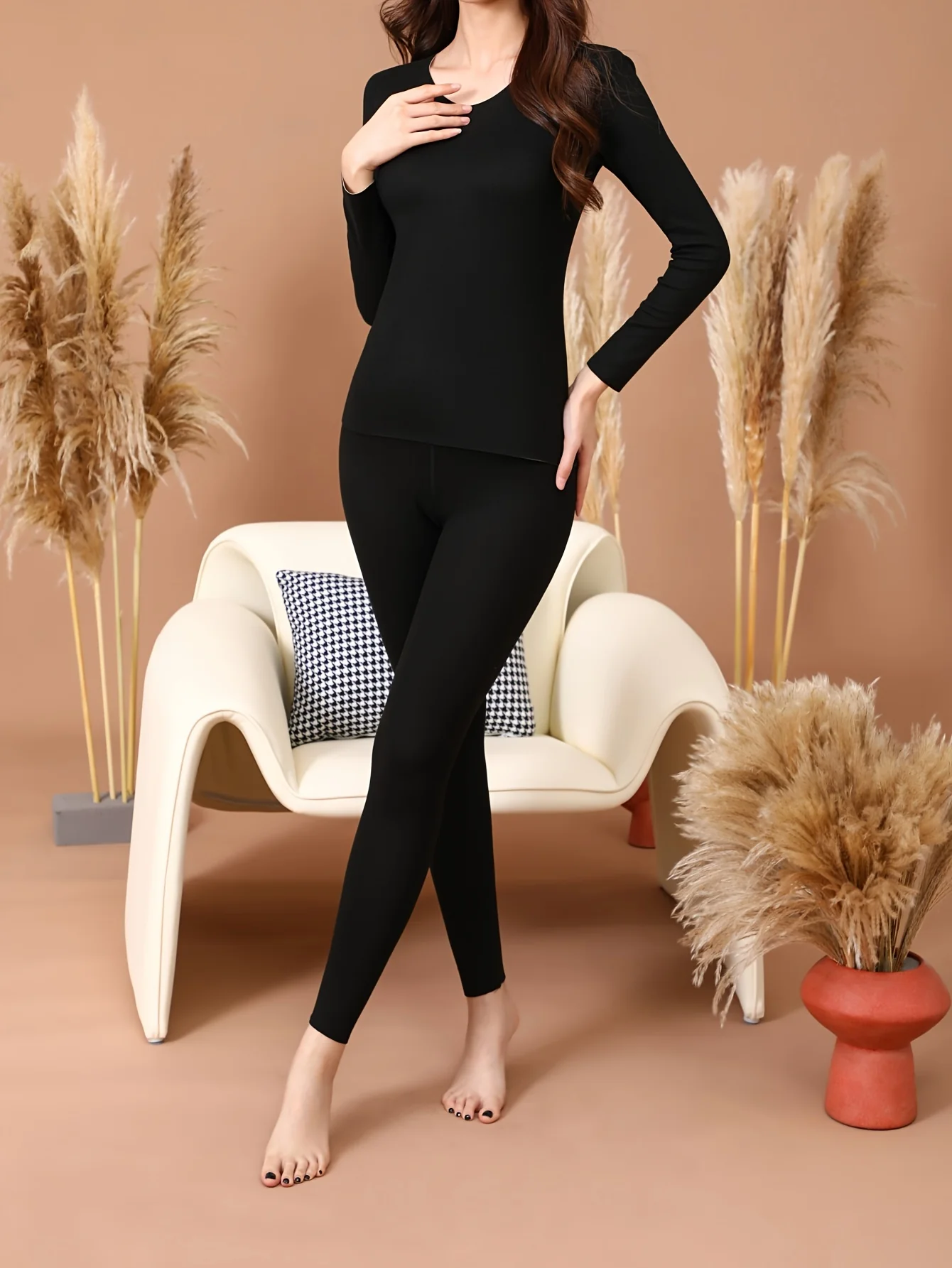 Womens Seamless Thermal Underwear Set - Soft & Stretchy Long Sleeve Tops & Pants - Retains Heat, Ultra-Comfortable Loungewear for Cold Weather - Deanwangkt