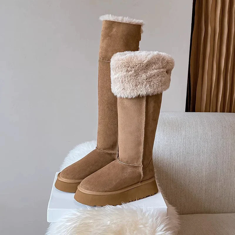 2025  Snow boots women's popular new winter high-end two-wear button boots to keep warm and increase the height of Northeast Mao Mao boots - Deanwangkt