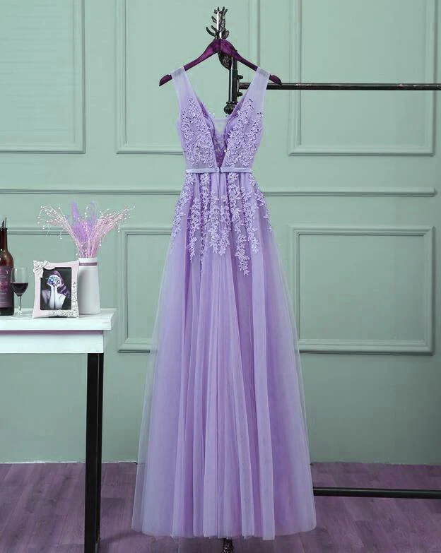 Solvbao Elegant Light Purple Tulle Floor Length Prom Dress, New Style Party Dress - Deanwangkt
