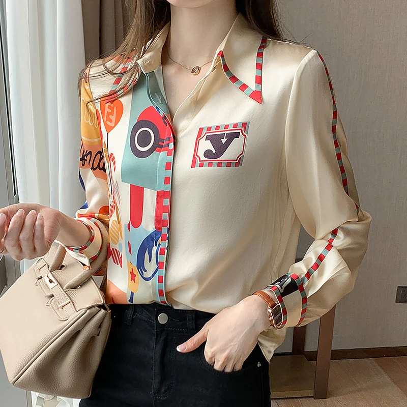 deanwangkt OL shirts Women's blouses  Summer Spring casual loose long sleeve Tops Blusas Mujer - Deanwangkt