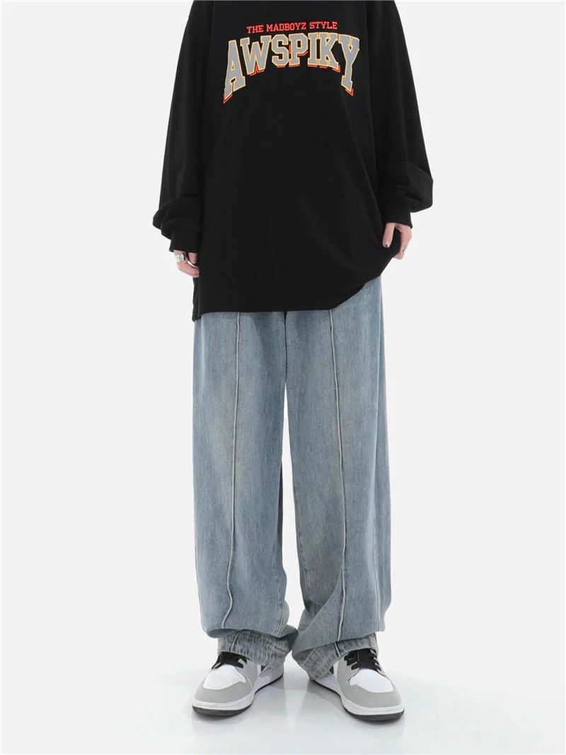 deanwangkt Summer Fashion Women Harajuku Jeans Wide Leg All-Match Loose Casual Wash Denim Pants Baggy High Street Long Trousers Tide - Deanwangkt