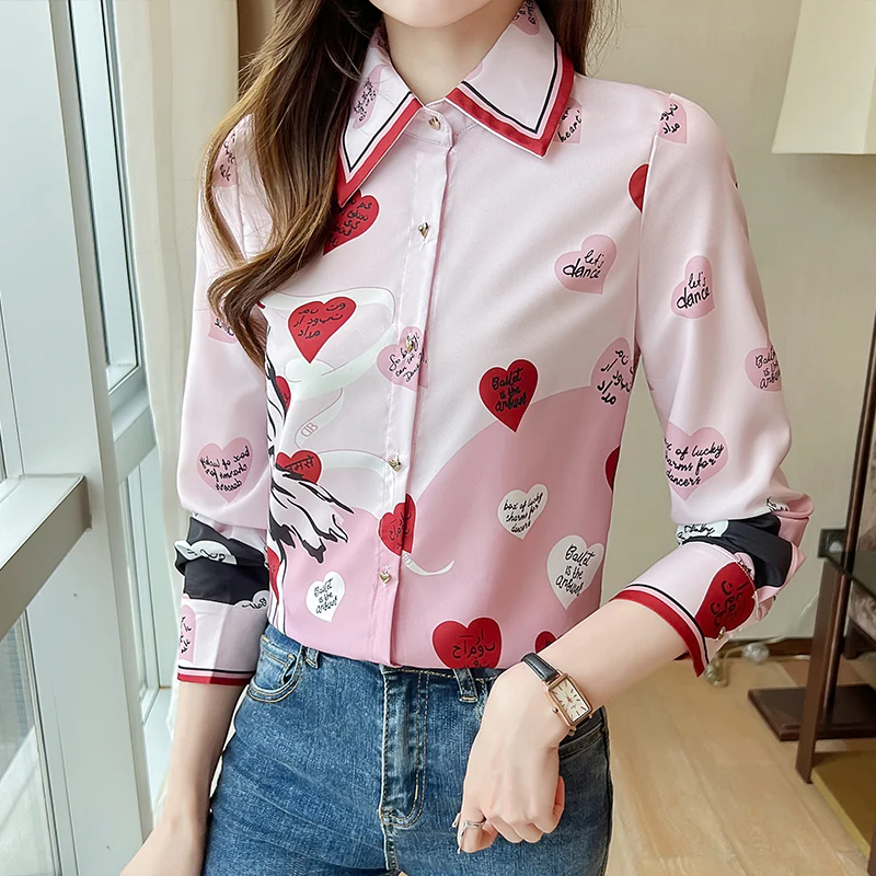 deanwangkt Spring Summer Women's Blouses New chic printing ladies shirts Long Sleeve Shirts Tops Blusas Mujer - Deanwangkt