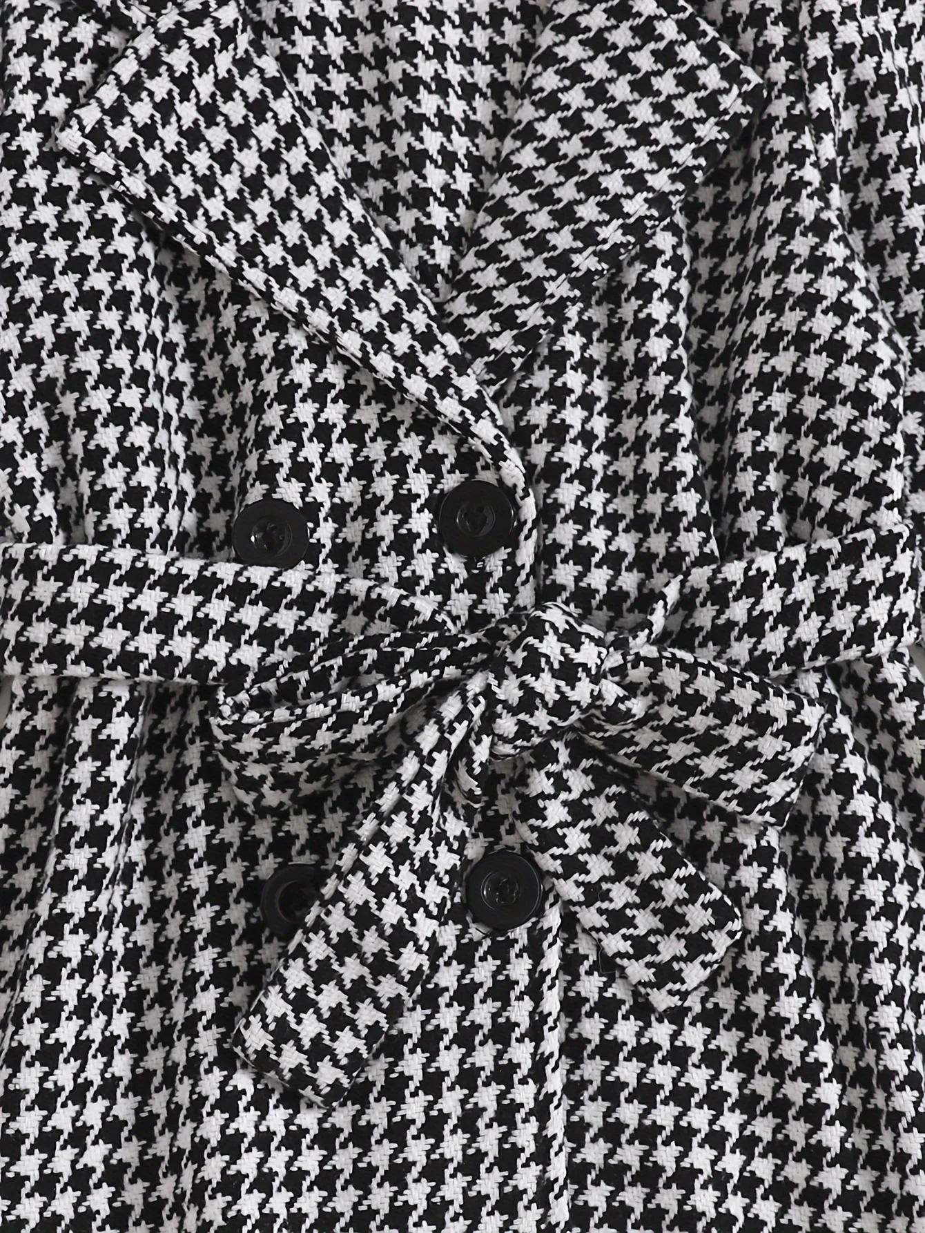 Elegant Houndstooth Pattern Outfits 2pcs Girls Long Sleeve Blaze With Bow Belt + Flare Pants Kids Gift Christmas - Deanwangkt