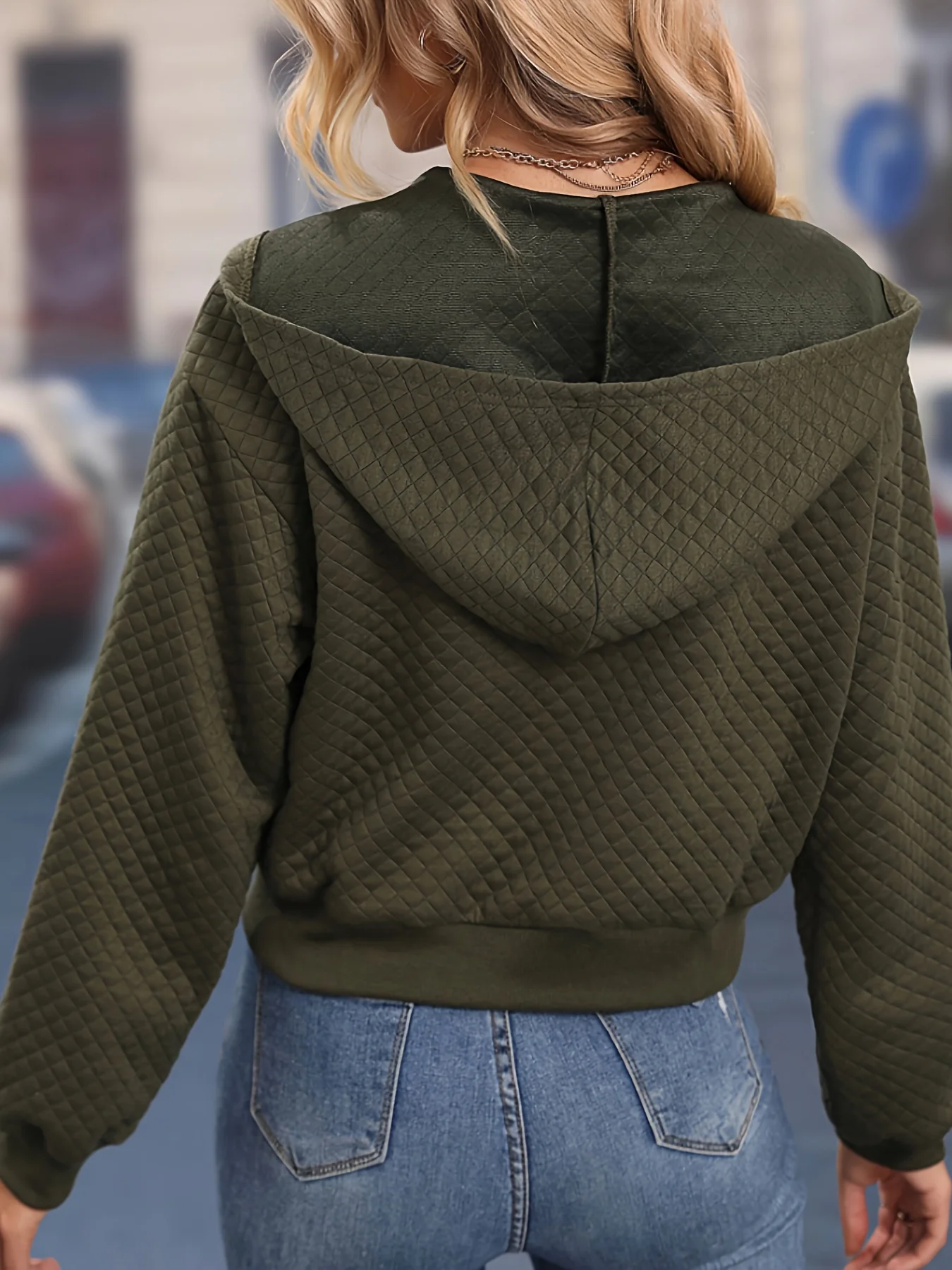 Zip Up Hoodie, Casual Solid Long Sleeve Versatile Jacket, Women's Clothing - Deanwangkt