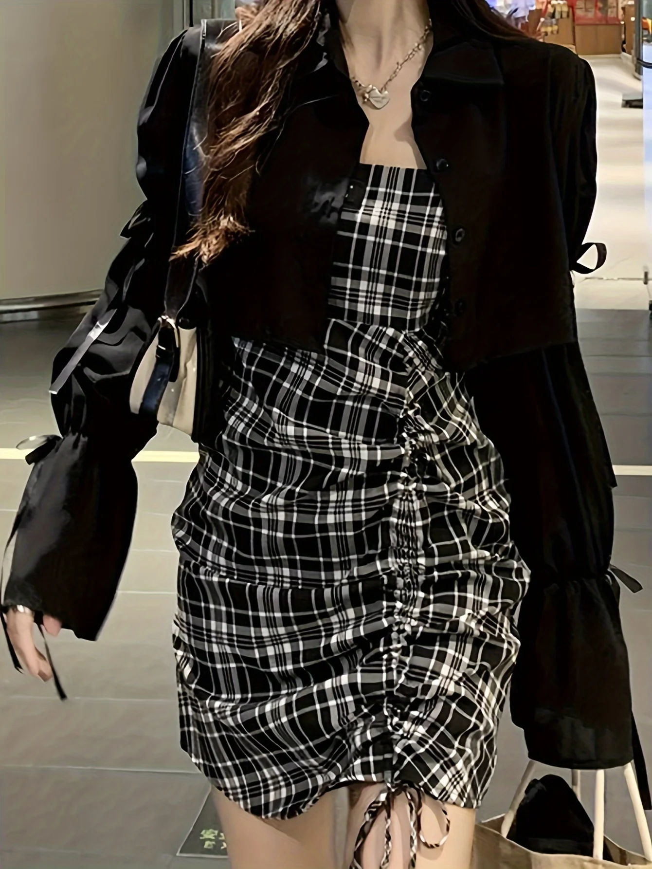 deanwangkt  Solid Button Front Crop Shirt, Casual Long Sleeve Shirt For Spring & Fall, Women's Clothing - Deanwangkt