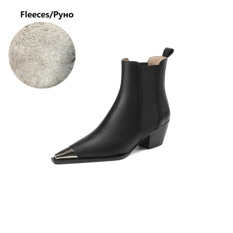 deanwangkt  fashion inspo   NEW Fall Women Boots Pointed Toe Chunky Heel Shoes for Women Black Split Leather Shoes Winter Concise Western Boots Cowboy Boots - Deanwangkt