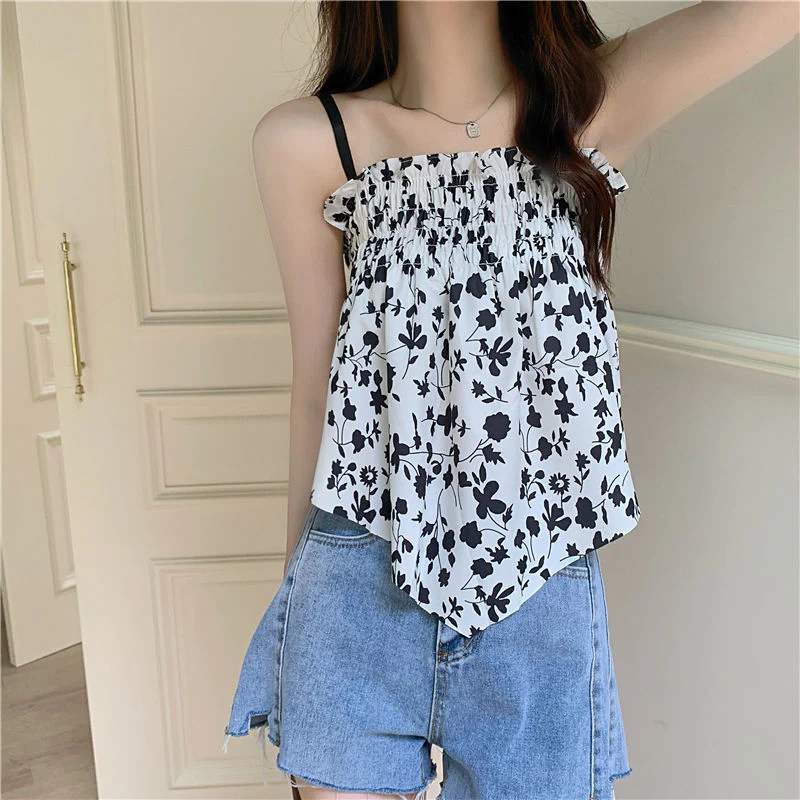 Summer Women Casual Slim Pullover Versatile Solid Bottom Camisole Tees Soft Sexy Ruched Stretch Cami Sleeveless Tank Top - Deanwangkt