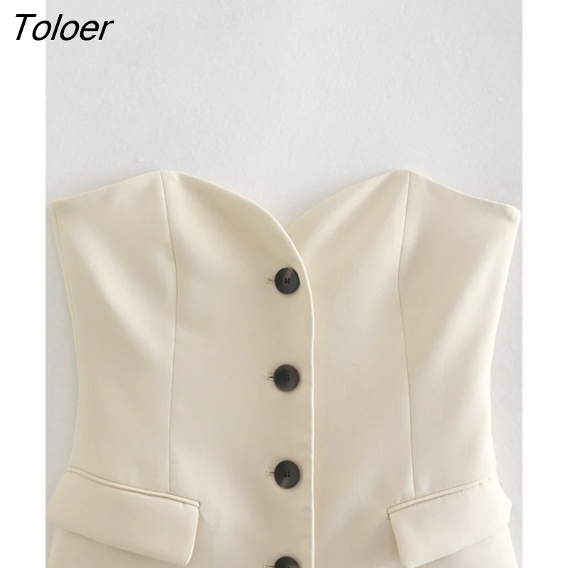 deanwangkt Women Sexy Off Shoulder Strapless Breasted Slim Smock Blouse Office Lady Flap Pockets Design Shirt Chic BlusasTops LS1751 - Deanwangkt