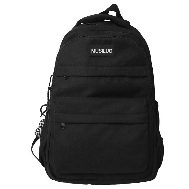Fashion Women School Bags Cool Female Solid Color Black College Backpack Trendy Men Laptop Backpack Book Girl Travel Student Bag - Deanwangkt