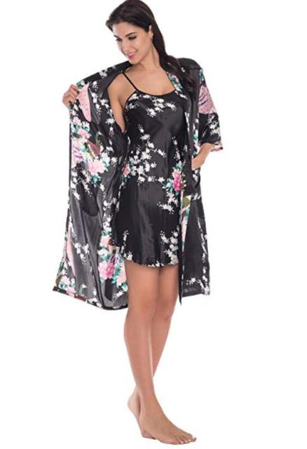 Fashion Women's Summer Mini Kimono Robe Lady Rayon Bath Gown Yukata Nightgown Sleepwear Sleepshirts Pijama Mujer Size M-XL - Deanwangkt