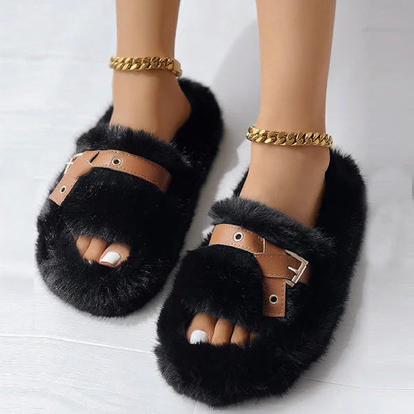 deanwangkt - Pure Black Casual Living Patchwork Contrast Round Keep Warm Comfortable Shoes - Deanwangkt
