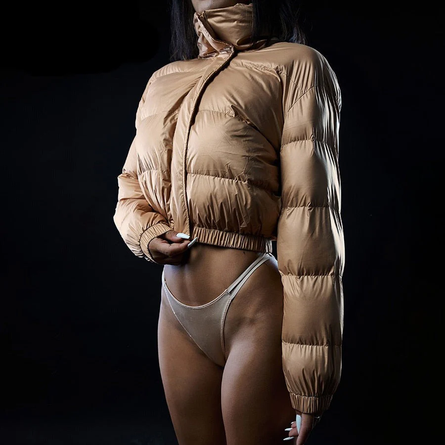 deanwangkt Pure Cotton Heavy Coat Women Harajuku Solid Herfst Warming Slim Casual Style Outwear Long Sleeve Turtleneck Casualwear - Deanwangkt