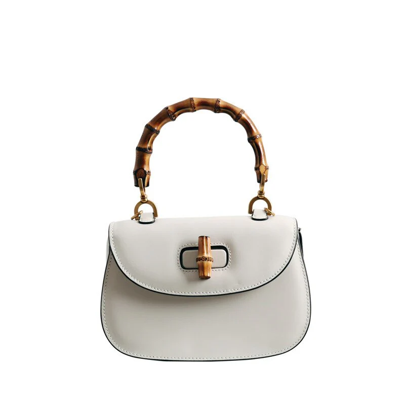 deanwangkt High quality Messenger Bag Bamboo Bag Handbag Saddle Bag Mahjong Bag Women Crossbody BagNew Leather Retro Fashion Women's Bag - Deanwangkt