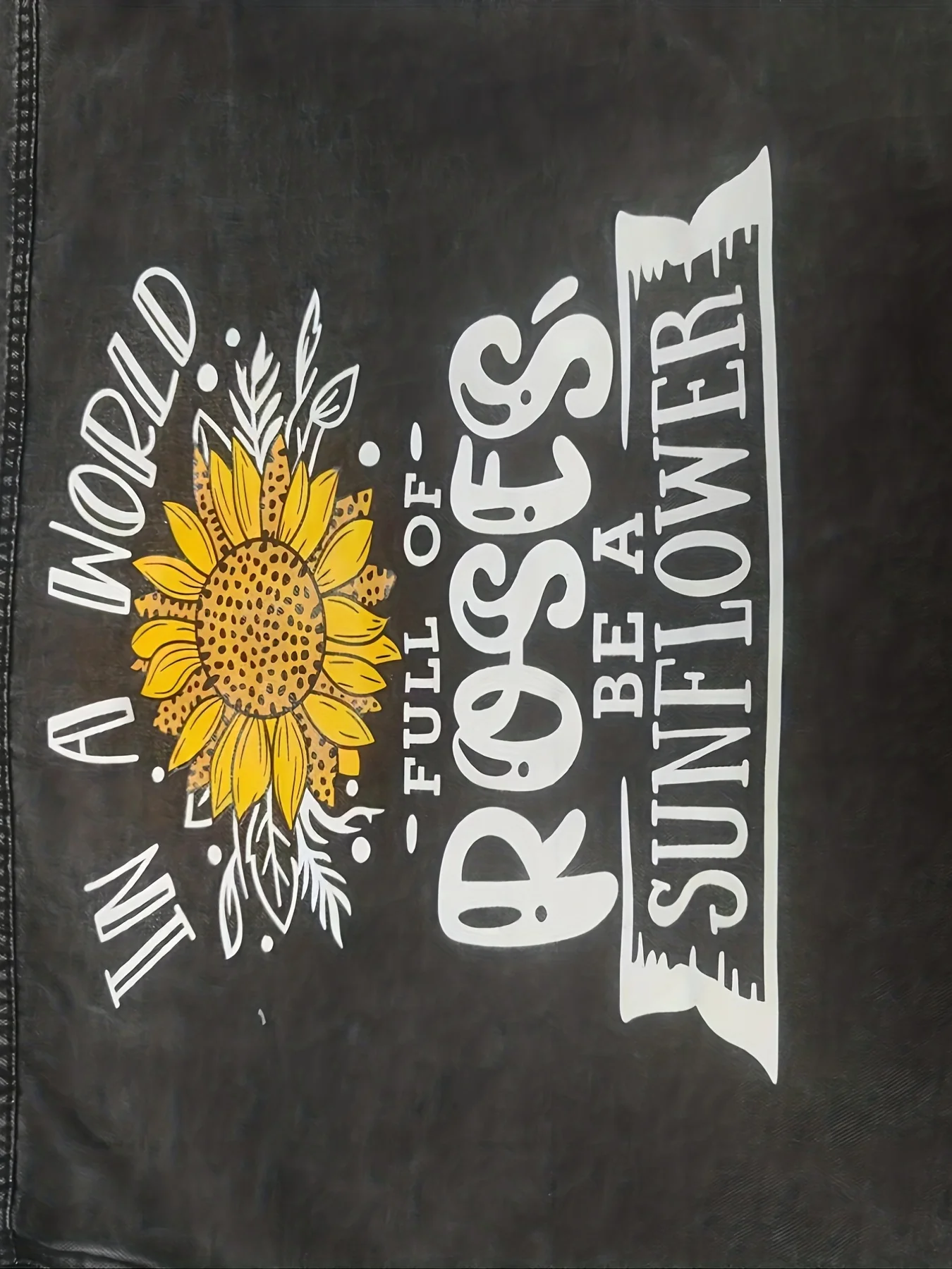 deanwangkt-1  Dark Grey Sunflower Denim Jackets, Long Sleeves Letter Print Casual Lapel Denim Coats, Women's Denim Clothing - Deanwangkt