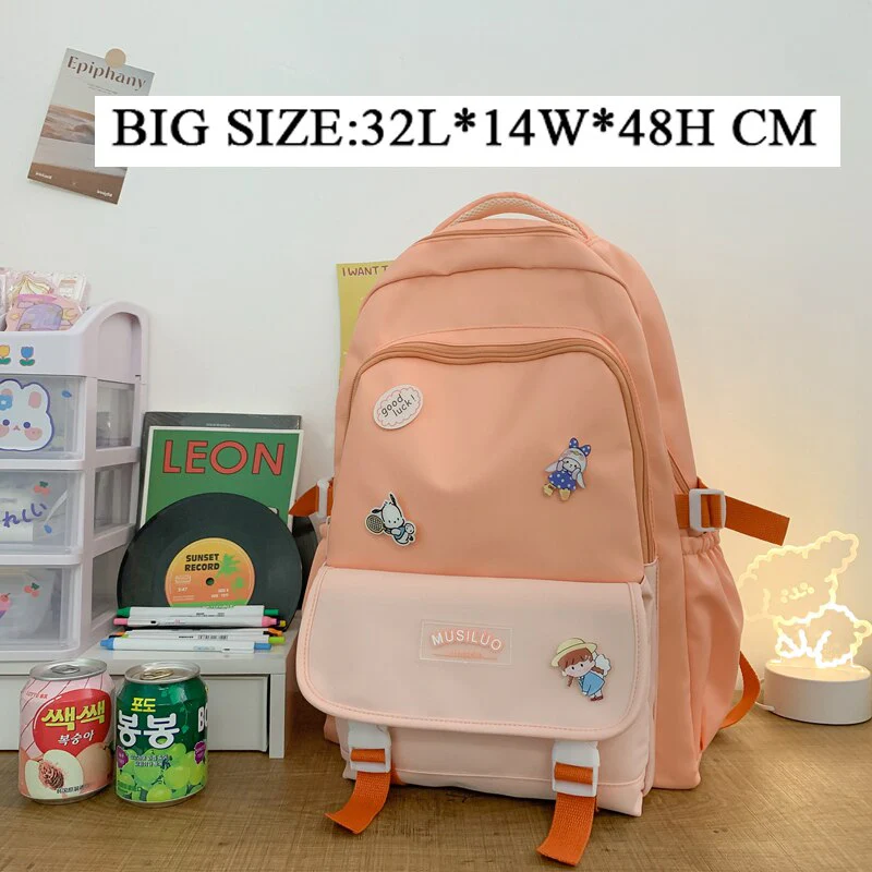 Back to school  Cute Girl Waterproof Backpack Fashion Travel Women Mochila Rucksack Nylon Bookbag for Teens Schoolbag Black Laptop Bag - Deanwangkt