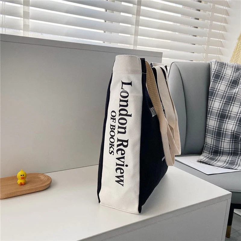 deanwangkt Tote Bag Canvas Shoulder Bag Women Letter Painting Handbags Womens Collage Student Book Bags Shopper Bag Big Bag Bolsa Feminina - Deanwangkt