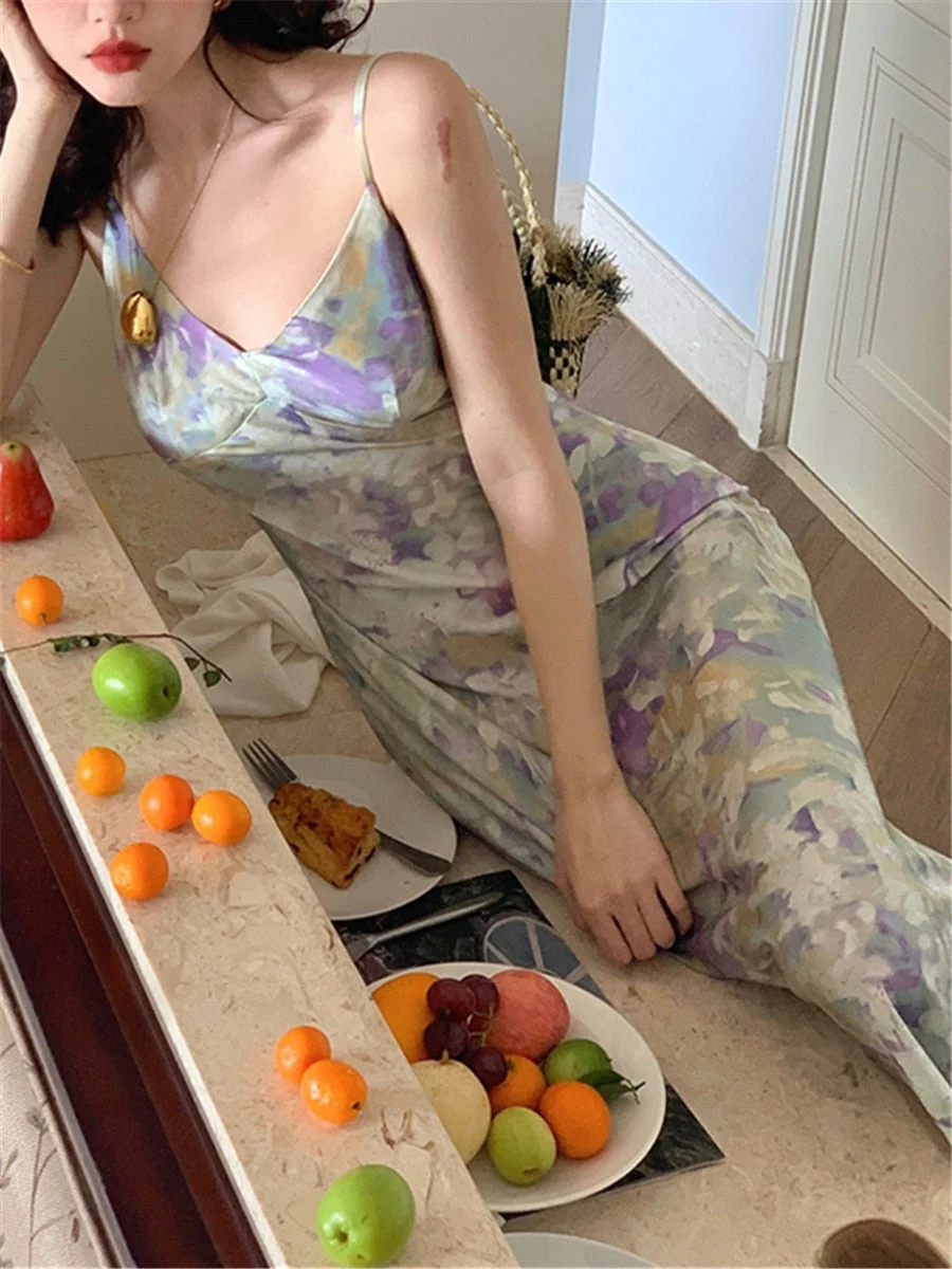 Joskka Strapless Dress Women Elegant Summer Fashion  New Lady Vestido Vintage Spring Female Clothes Sexy Printing Satin Hoco Dress - Deanwangkt