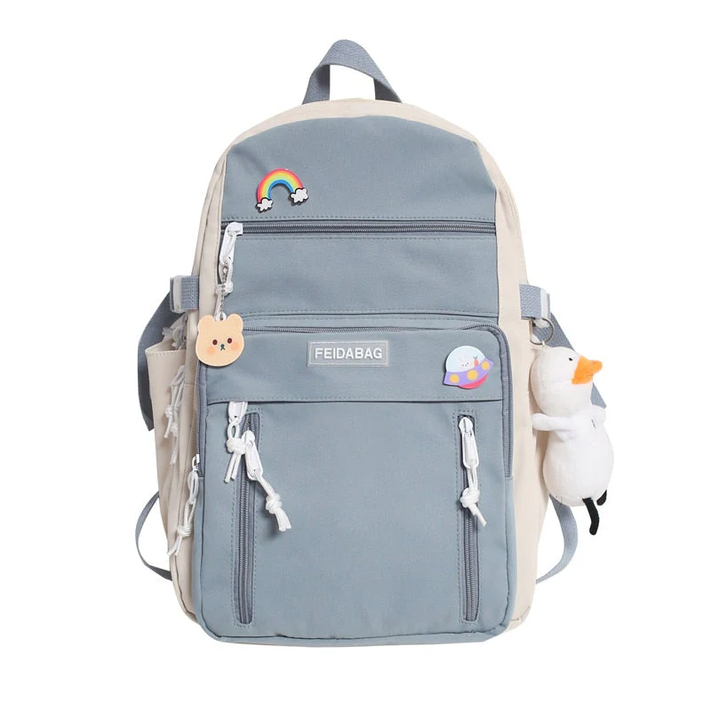 deanwangkt NEW High Capacity Fashion Big Student Backpack Badge Rucksack Girls School Bag Women Backpack Female Cute Leisure Travel Mochila - Deanwangkt