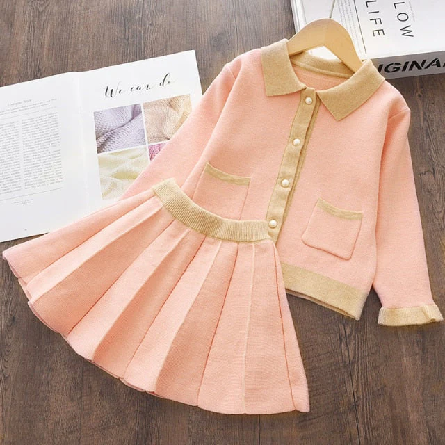 deanwangkt Bear Leader Kids Christmas Sweet Knitwear Suits Girls Baby Plaid Sweaters Coats Suspender Dress Outfits Princess Clothes Sets - Deanwangkt