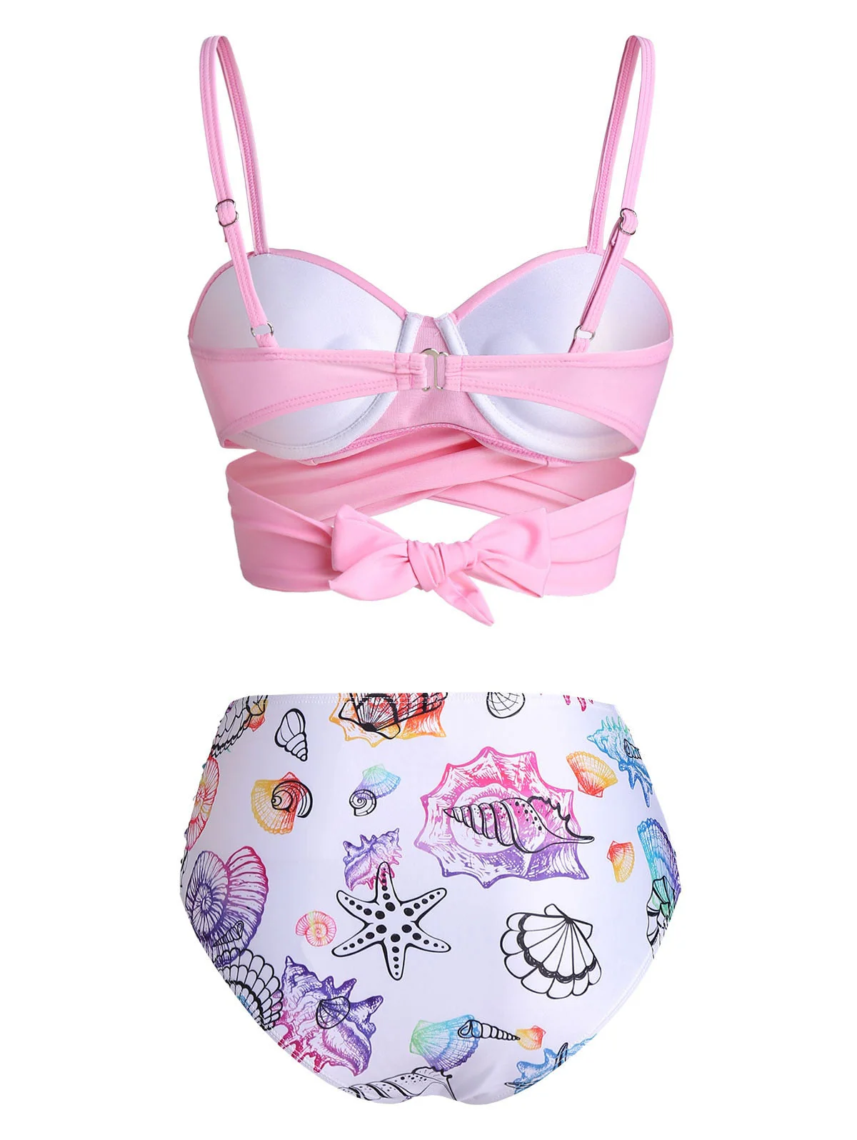 deanwangkt  Female Swimsuit Mid Waist Bikini Women Swimwear Shell Starfish Print Tie Dye Padded Two-Pieces Bikini Set Bathing Suits - Deanwangkt