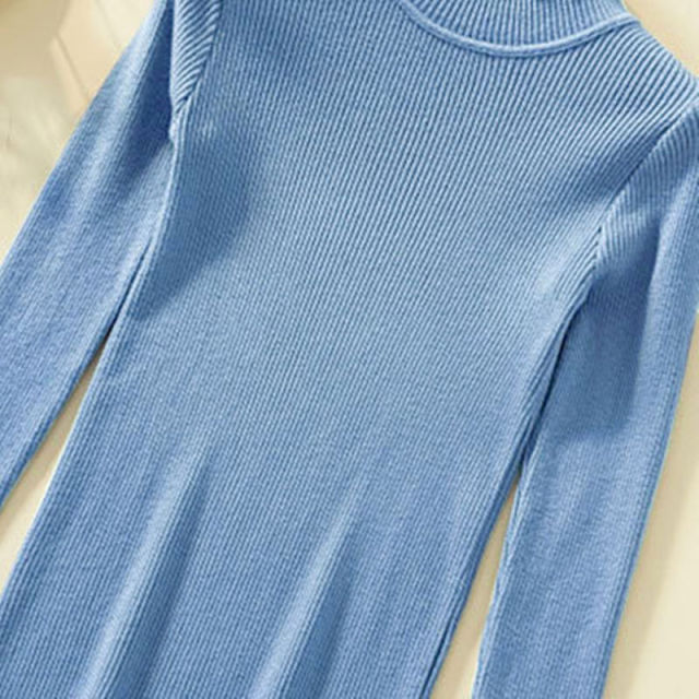deanwangkt Turtleneck Pullovers Sweaters Women  Autumn Winter Primer Shirt Long Sleeve Short Slim-fit tight Jumper Tops Solid - Deanwangkt