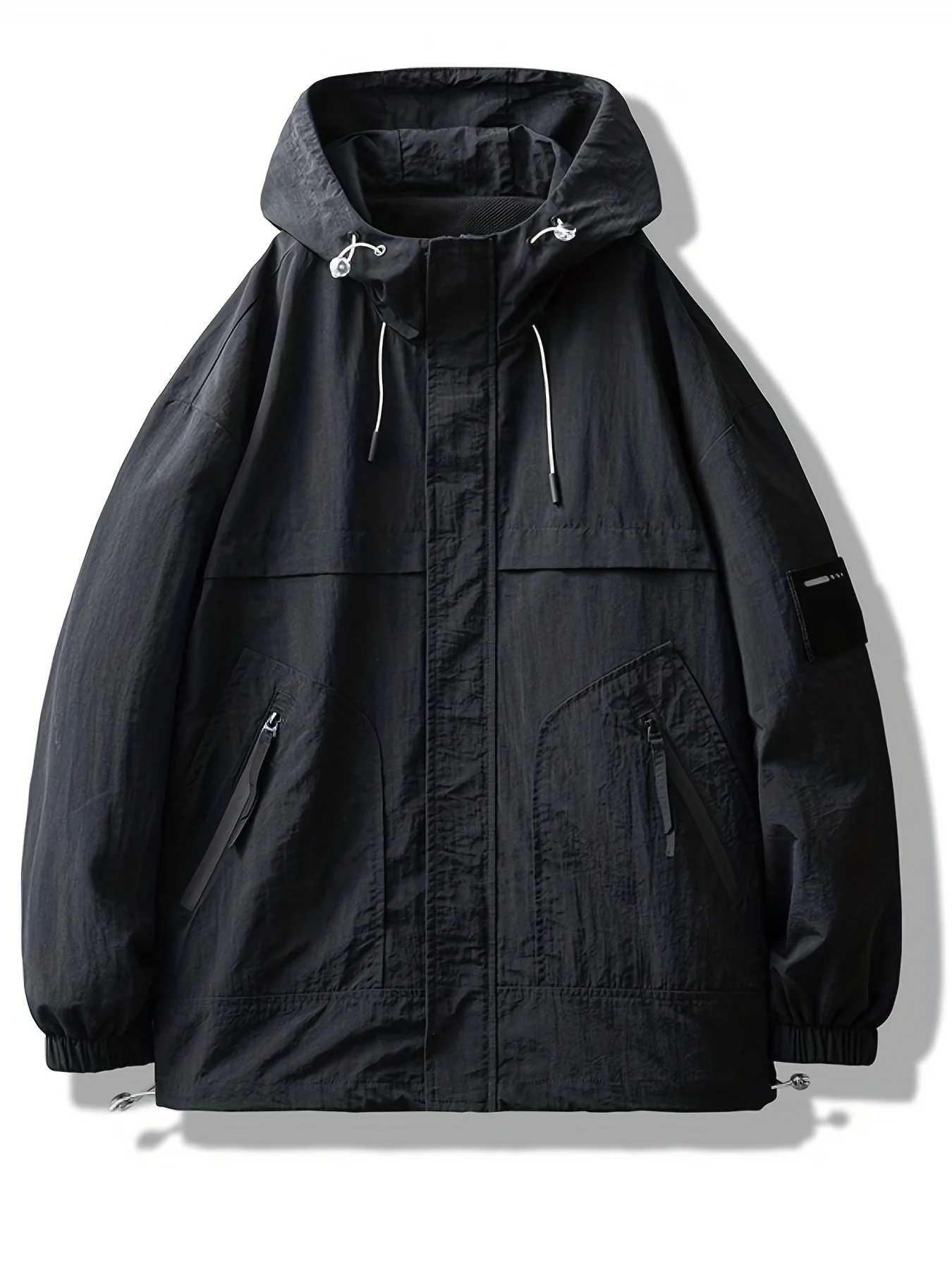 deanwangkt  Lightweight Hooded Windbreaker Jacket, Men's Casual Stand Collar Zip Up Nylon Jacket Coat For Spring Fall Outdoor Hiking Climbing Camping Cycling - Deanwangkt