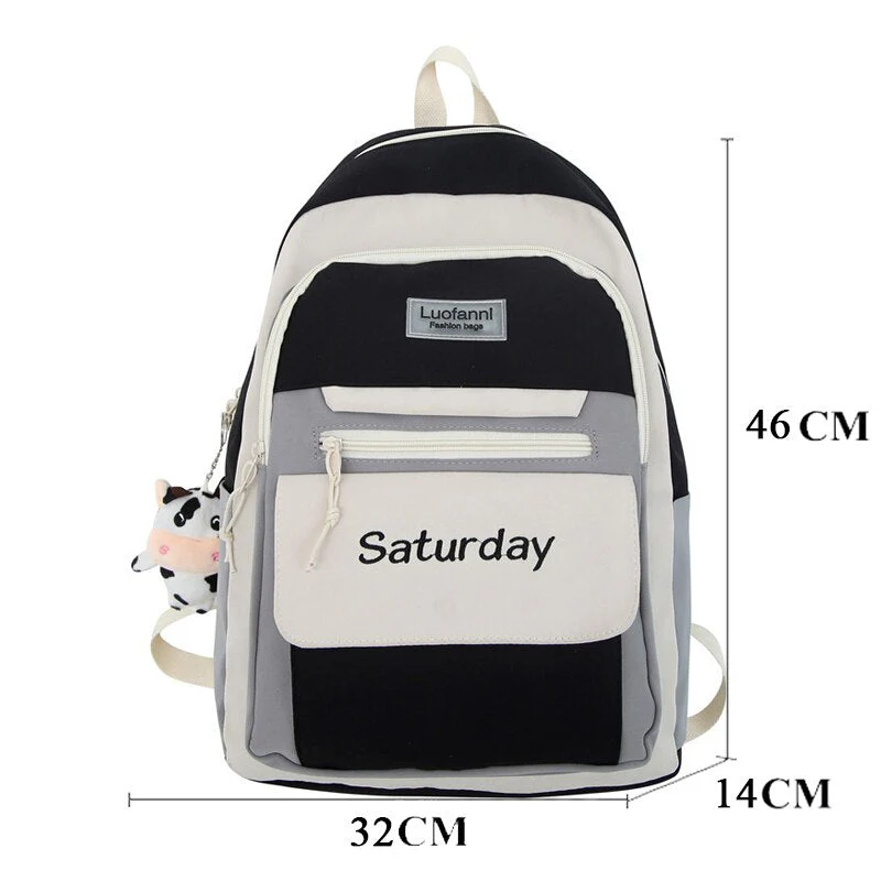 Back to school  Fashion Cute Bookbag for Teenager Girl Backpack Kawaii High School Rucksack Cotton Women Travel Mochila College Laptop - Deanwangkt