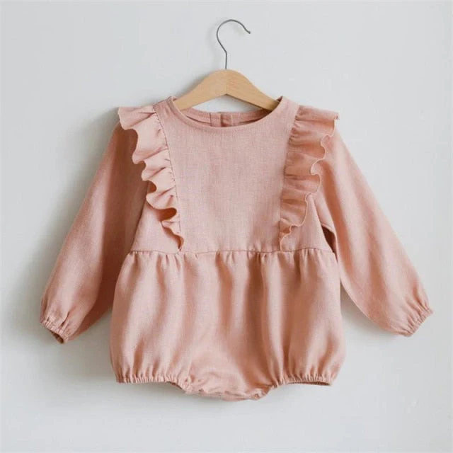 Baby Girl Rompers for 0-24M Long Sleeve Romper Jumpsuits One-piece New Fashion 100% Organic Cotton Newborn Baby Girl Clothes - Deanwangkt
