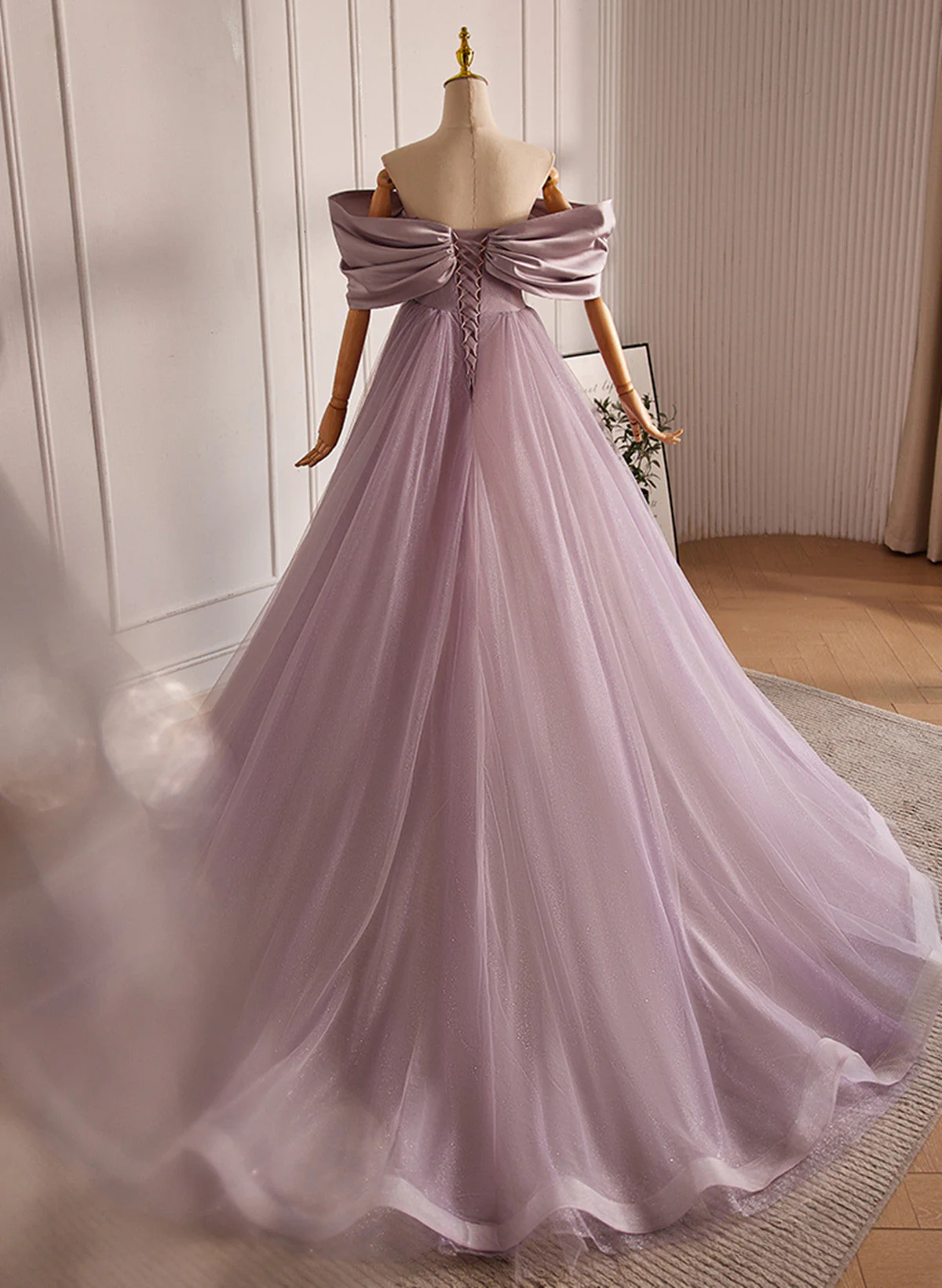 Solvbao Light Purple Tulle Sweetheart Long Formal Dress, Light Purple Evening Dress Prom Dress - Deanwangkt