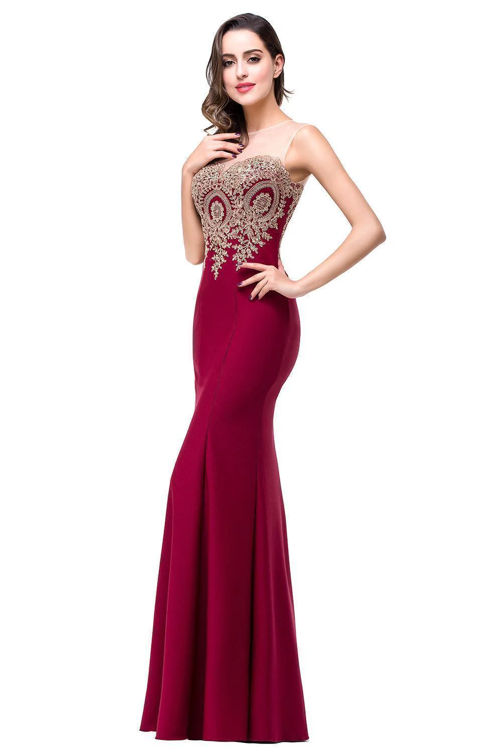 Sexy Backless Appliques Burgundy Mermaid Lace Long Prom Dresses  Royal Blue Black Evening Party Dress Vestido de Festa Longo - Deanwangkt