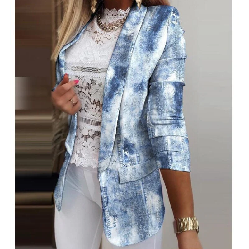 deanwangkt Office Ladies Autumn Simple Solid Blazer Coats Elegant Turn-Down Collar Cardigan Outerwear Suit Casual Long Sleeve Women Jackets - Deanwangkt