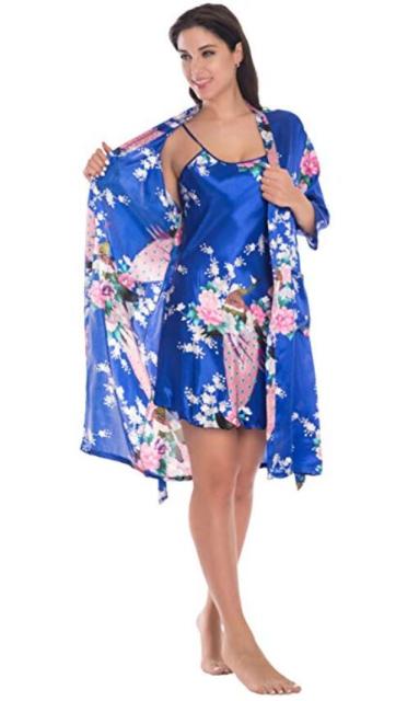 Fashion Women's Summer Mini Kimono Robe Lady Rayon Bath Gown Yukata Nightgown Sleepwear Sleepshirts Pijama Mujer Size M-XL - Deanwangkt