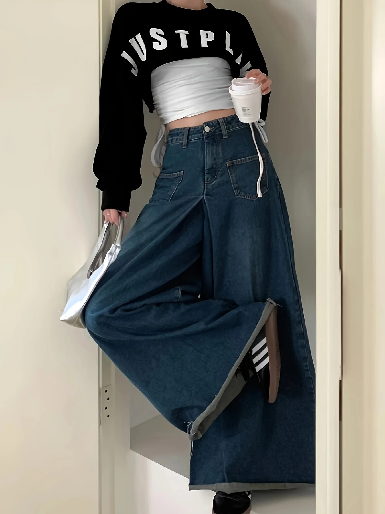 deanwangkt  Casual Two-piece Set, Solid Drawstring Ruched Tank Top & Crop Sweatshirt Outfits, Women's Clothing - Deanwangkt