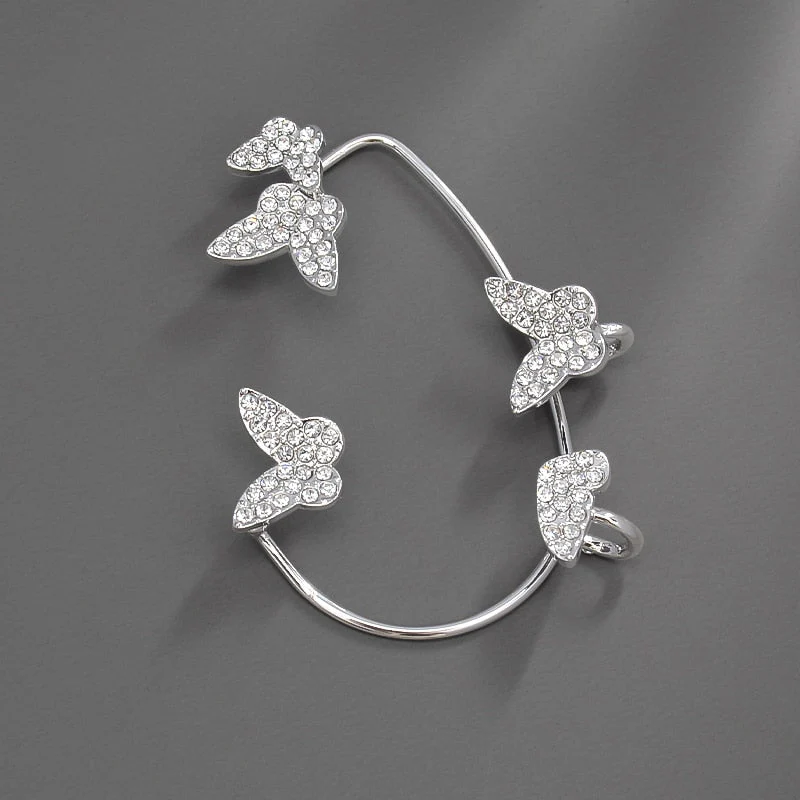 DEANWANGKT 20 Style Luxury Shiny Crystal Rhinestone Long Tassel Ear Cuff No Pierced Ear Clip Earrings For Women Wedding Korean Trend Jewelry - Deanwangkt