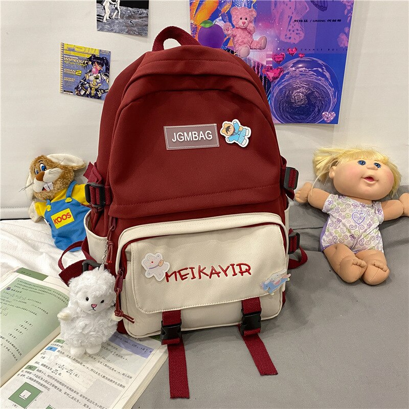 Back to school   Fashion Kawaii Women Backpack Cotton Buckle Rucksack Cute Student School Bag Travel Mochila for Teenage Girls Bookbag - Deanwangkt