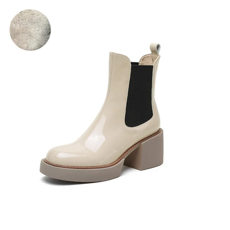 deanwangkt Autumn Boots    HOT SALE Women Boots Patent Leather Shoes for Women Round Toe Chunky Boots Platform Shoes Winter Modern Boots Women Punk Shoes - Deanwangkt