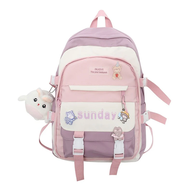Back to school  Fashion Cute Teens Bookbag Nylon Waterproof Women Backpack Travel Mochila Kawaii Schoolbag for Girls Set Bag Rucksack - Deanwangkt