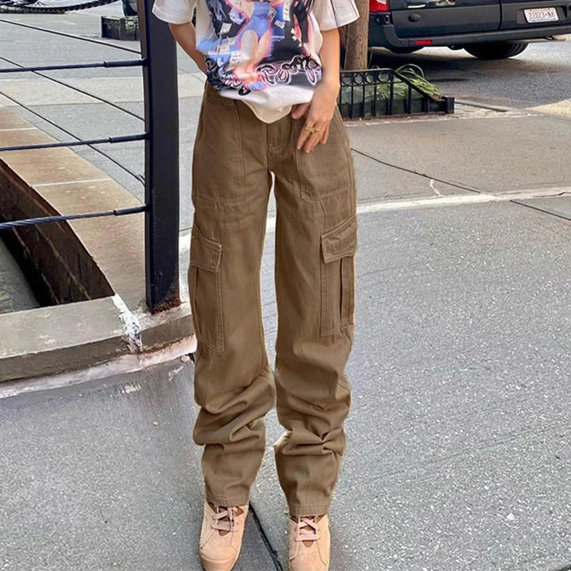 Graduation Gifts Baggy High Waist Jeans Woman 90s Streetwear Straight Cargo Pants Casual Mom Boyfriend Wide Leg Denim Trousers Capri - Deanwangkt