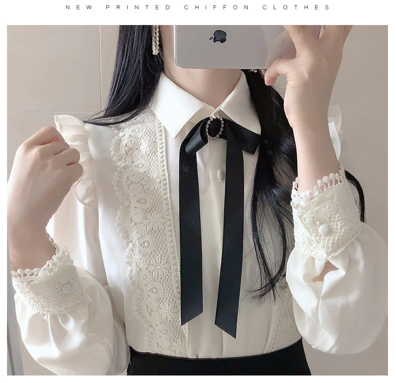 Hot Sales Women Cute Sweet Girls Preppy Style Tops Blouses Formal Office Lady Basic White Button Shirts - Deanwangkt