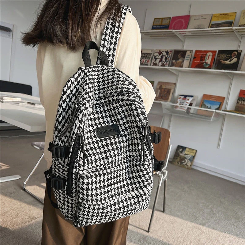deanwangkt NEW Women's Luxury Fashion Knit Backpack Designer Ladies School Bag Female Large-capacity College Pattern High Quality Backpack - Deanwangkt