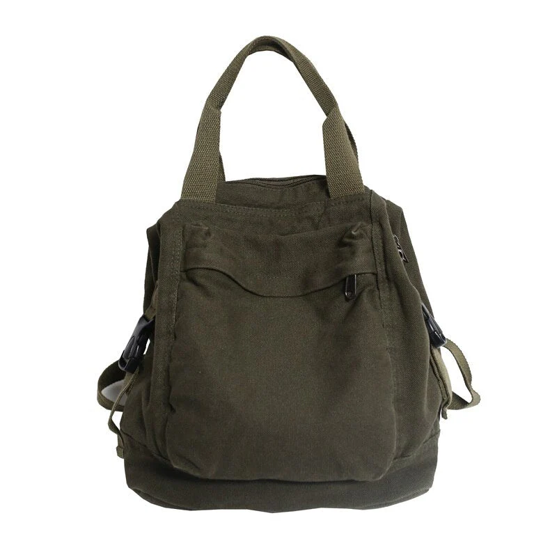 deanwangkt School Bag Student Shoulders Large Capacity Khaki Backpack Fashion Canvas Backpacks Female College Teen Computer Bag Mochila - Deanwangkt