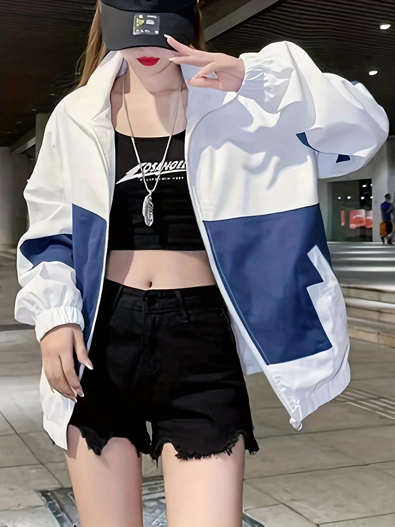 Color Block Zip Up Jacket, Casual Long Sleeve Jacket For Fall & Winter, Women's Clothing - Deanwangkt