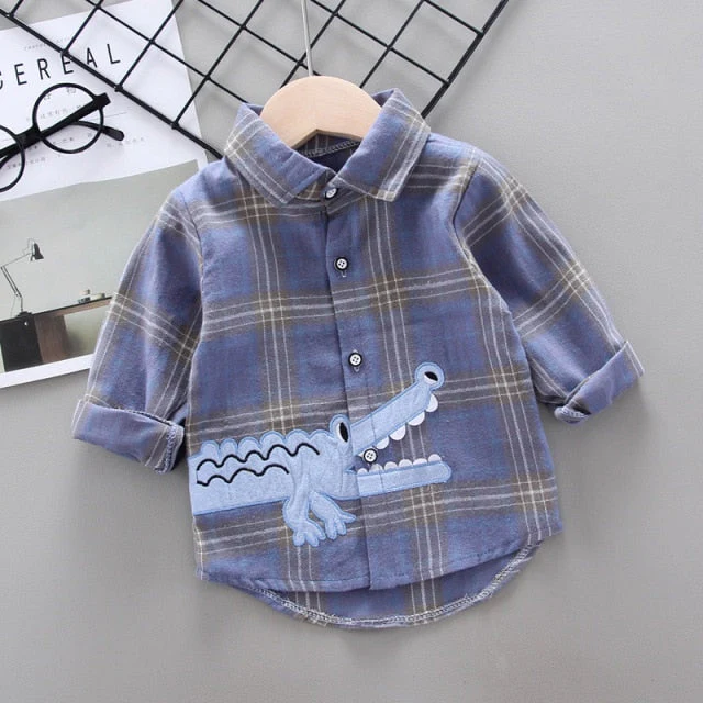 deanwangkt  Kids Shirt Clothes Spring Thin Blouses Clothing Infant Boy Plaid Cotton Tops 1 2 3 4 Years Kids Long Sleeves Shirt - Deanwangkt