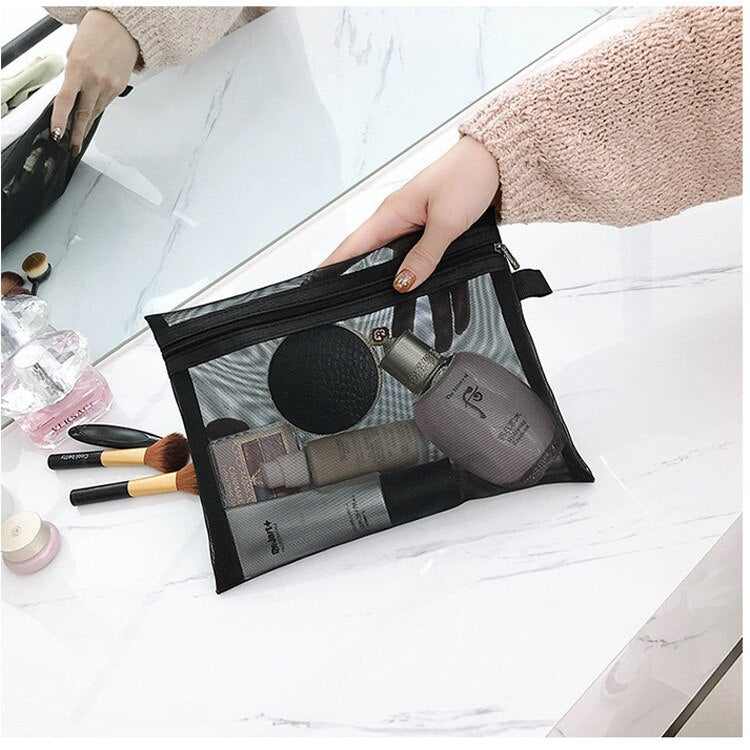 deanwangkt  Mini Mesh Cosmetic Bag Women Portable Lipstick Bag Makeup Bag One Set Makeup Pouch Toiletry Bag Necessarie Feminina Kosmetyczka - Deanwangkt