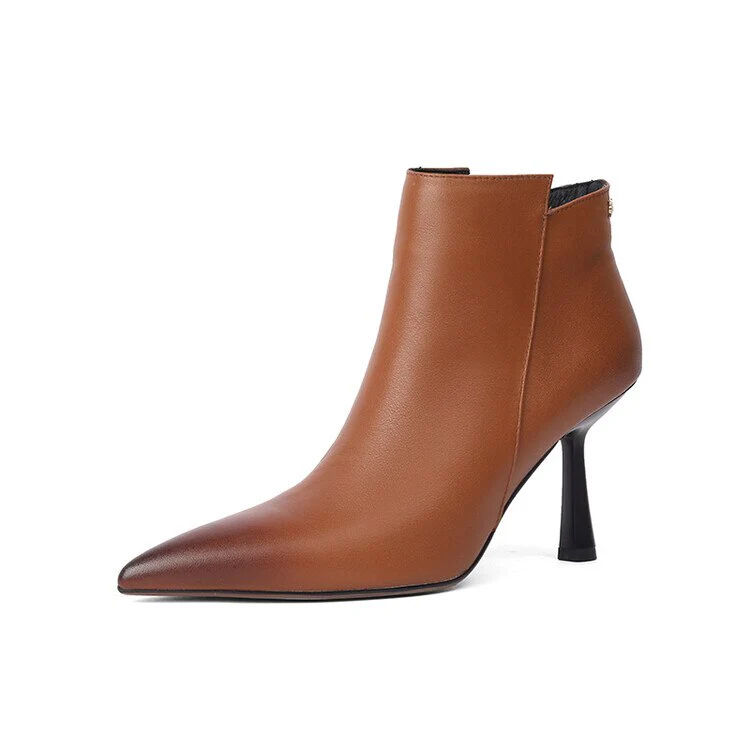 Wenkoubon Autumn Shoes    Women Genuine Leather Shoes for Women Pointed Toe Ankle Boots Super High Heel Shoes Winter Thin Heel Modern Boots - Deanwangkt