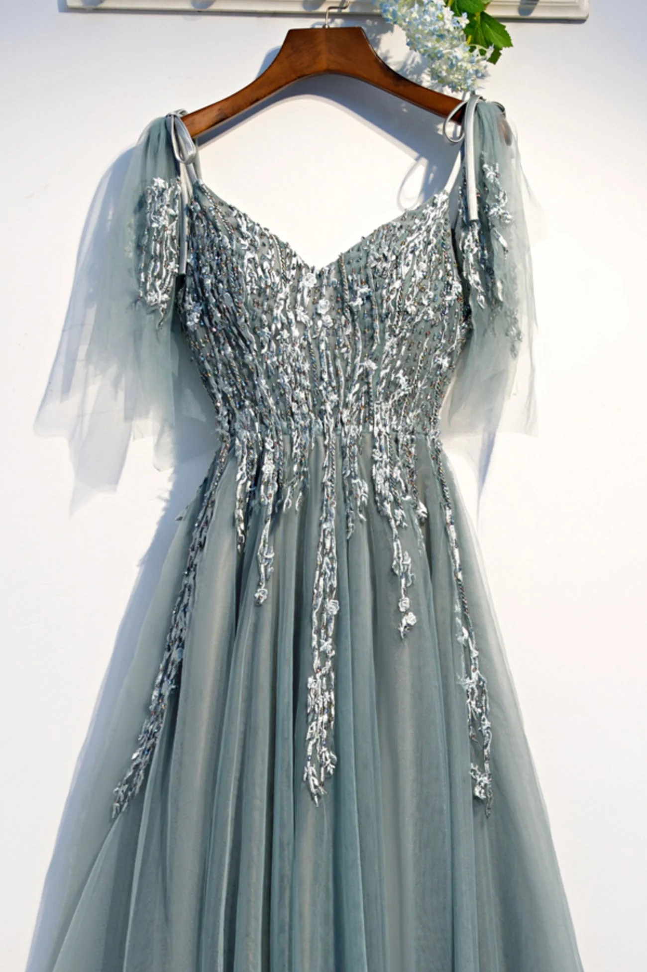 solvbao Purple Tulle Lace Long Prom Dresses, A-Line Evening Party Dresses - Deanwangkt