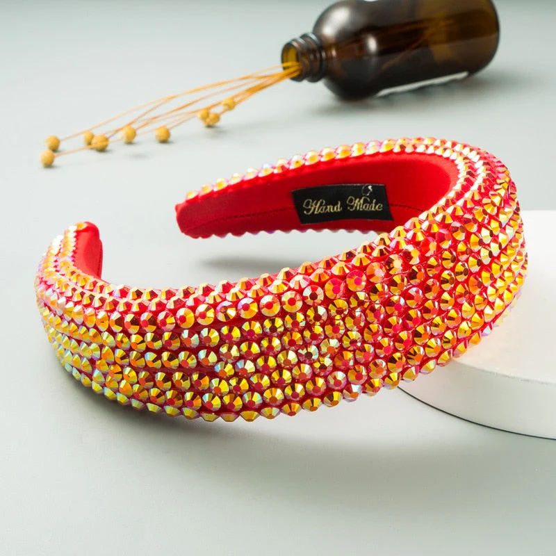 Hotsale New Bling Rhinestone Full Crystal Headbands for Women  Shiny Diamond Bedazzled Designer Tiara Baroque Headband Women - Deanwangkt