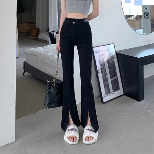 deanwangkt New Korean Fashion Casual Denim Women Pants Female Vintage Streetwear Ol High Waisted Woman Jeans - Deanwangkt
