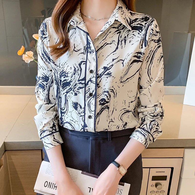 deanwangkt printing ladies shirts Women's Blouses  Spring Autumn Long Sleeve Shirts Tops Blusas Mujer - Deanwangkt