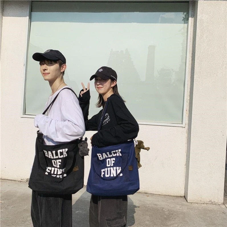 deanwangkt Soft Canvas Bag For Women&Men Unisex Big Messenger Bag Letter Print School Book Bag Crossbody bags New Casual Handbags Tote Bag - Deanwangkt